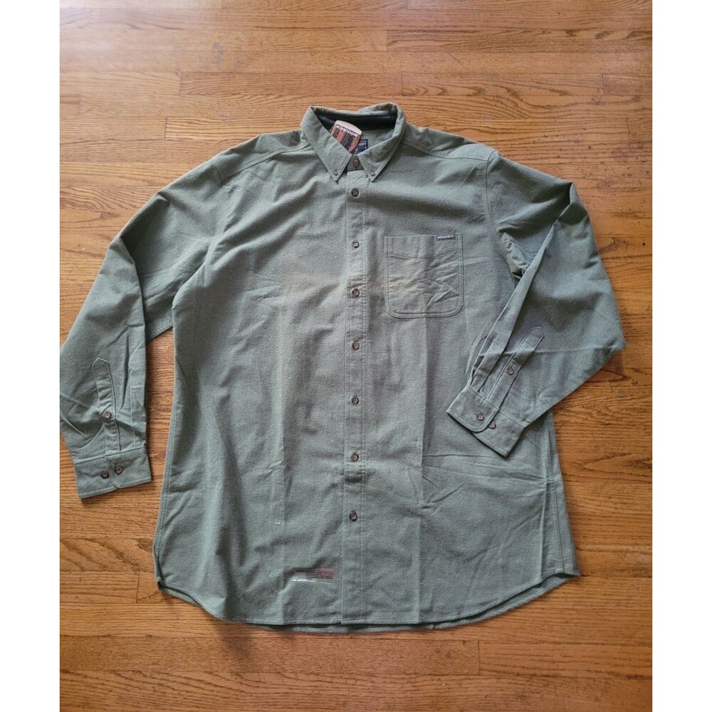 Woolrich Shirt Mens 2XLT Green Flannel Button Up Long Sleeve Pockets Outdoor NWT